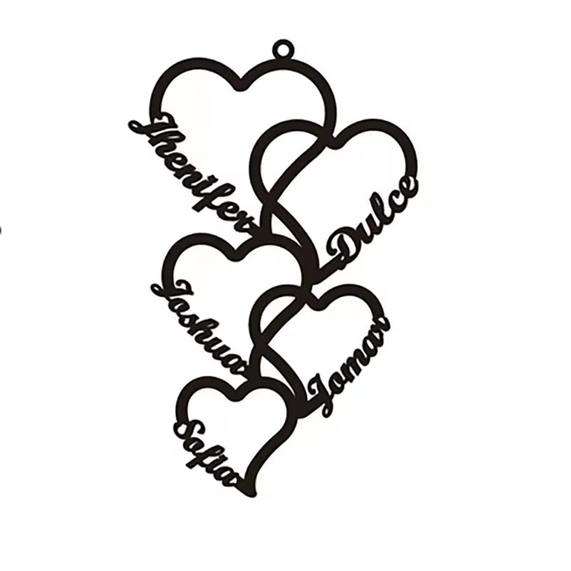 Custom 2-5 Name Heart Pendant Necklace Jewelry Family Gold Silver Rose Gold Gift