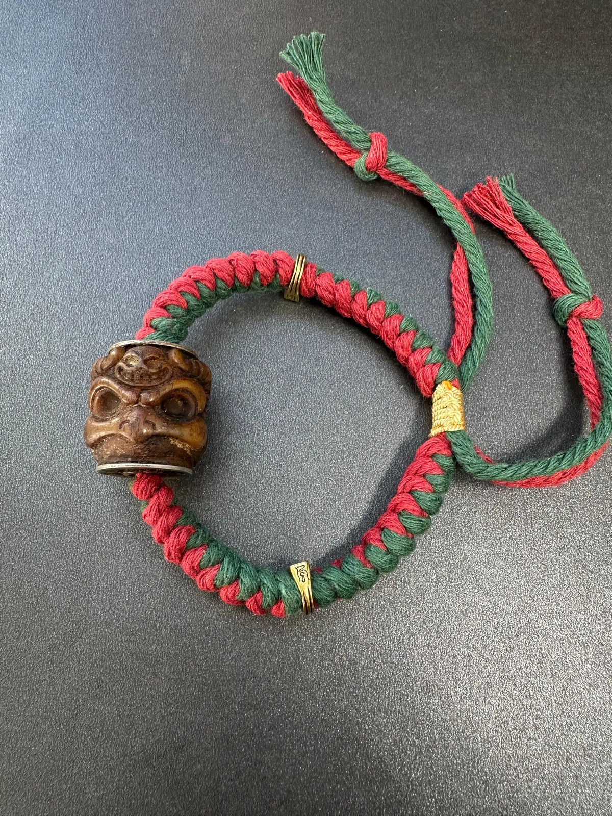 Nepal Tibet Yak Bone Garuda & Citipati Skull Bracelet HandBraided Buddhist Prot