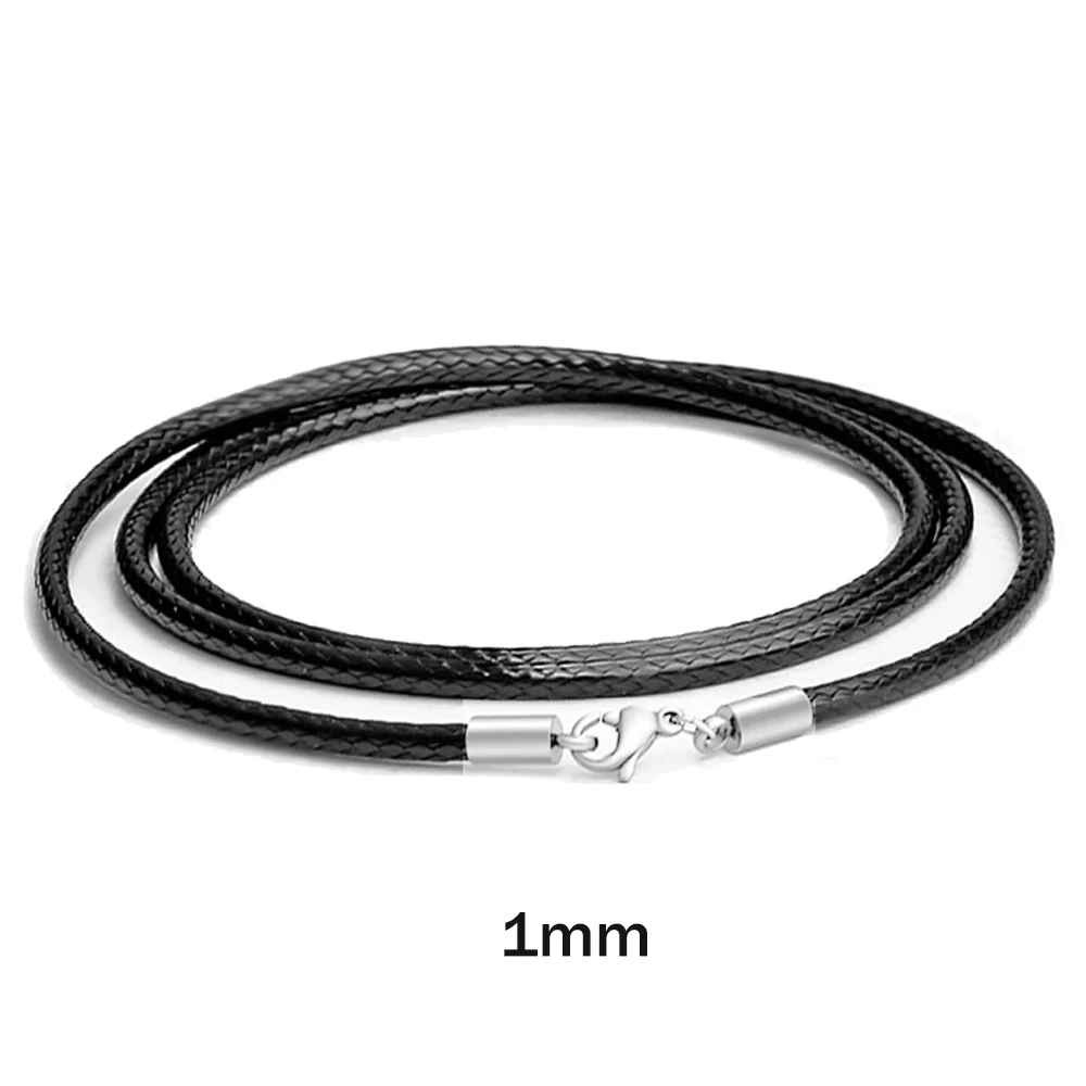 1/1.5/2/3mm Waterproof Braided Leather Chain Cord Rope Necklace w/ Steel Clasp