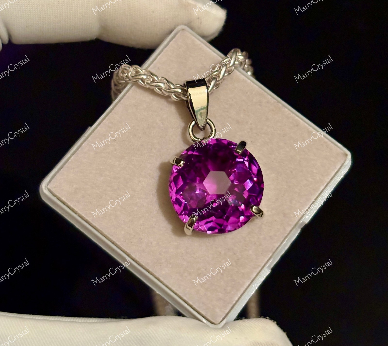 32 Ct Alexandrite GS Silver Pendant Necklace | Color Change Crystal
