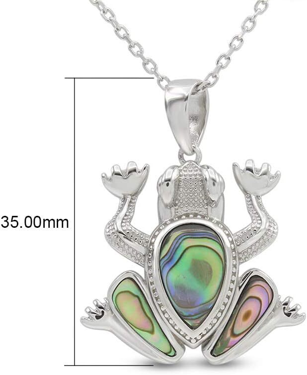 Abalone Shell Stone Animals Pendant 18″ Necklace 14K White Gold Plated Silver