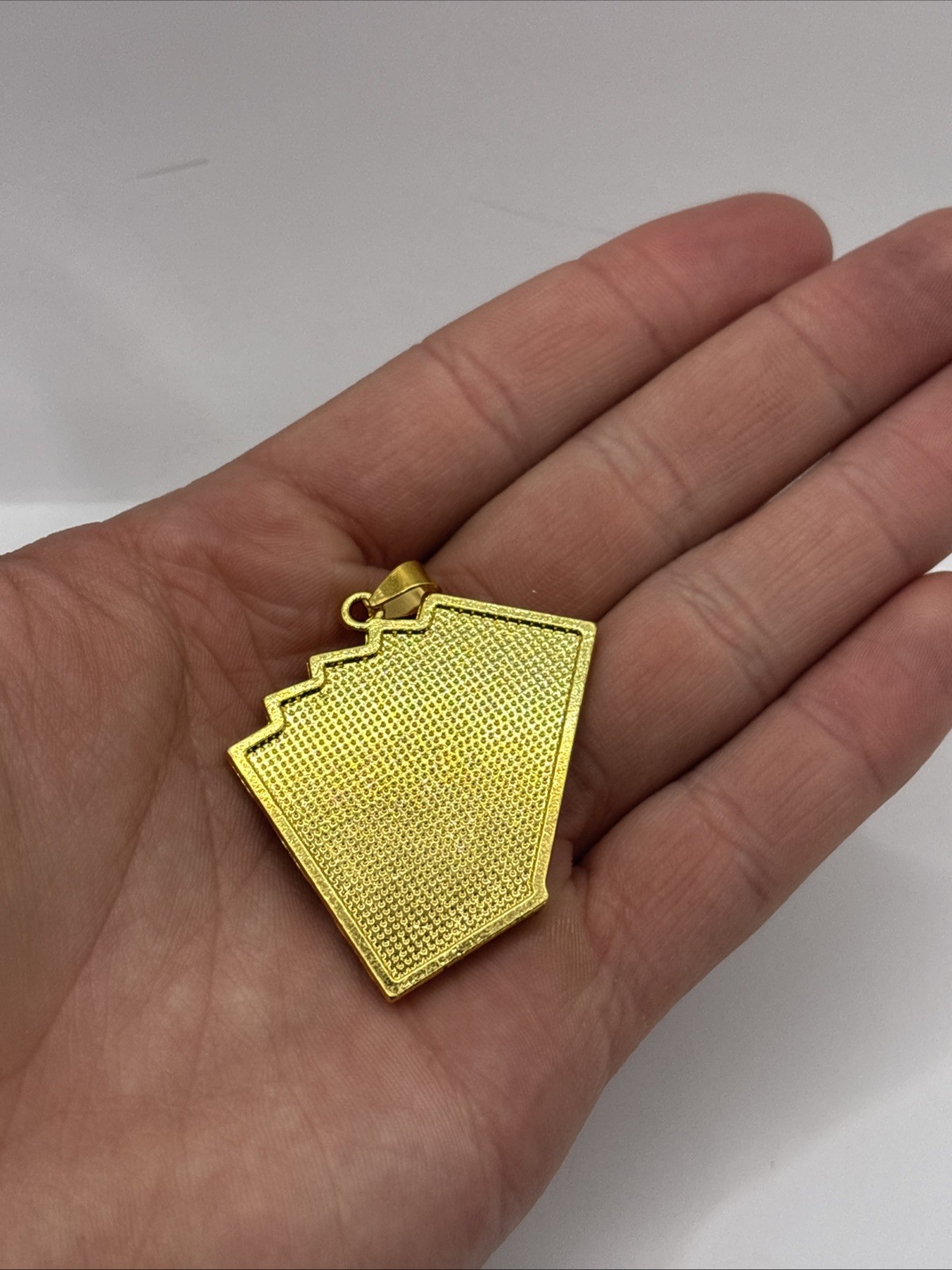 Gold Plated Iced Out Royal Flush Playing Cards Pendant Stainless Steel Hip Hop