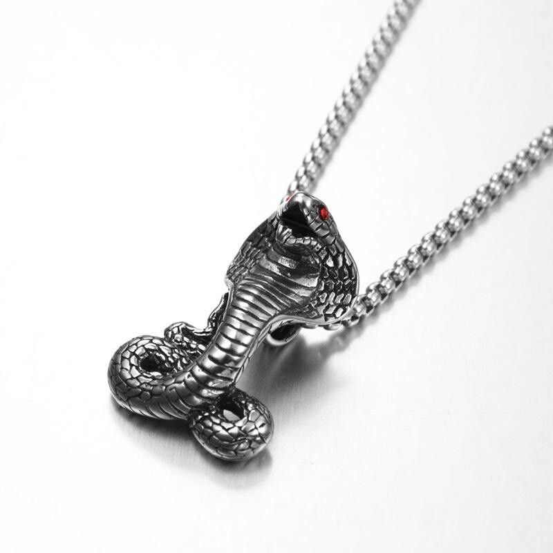 Men’s Fashion Jewelry Gothic Silver Cobra Snake Pendant Necklace 1-94