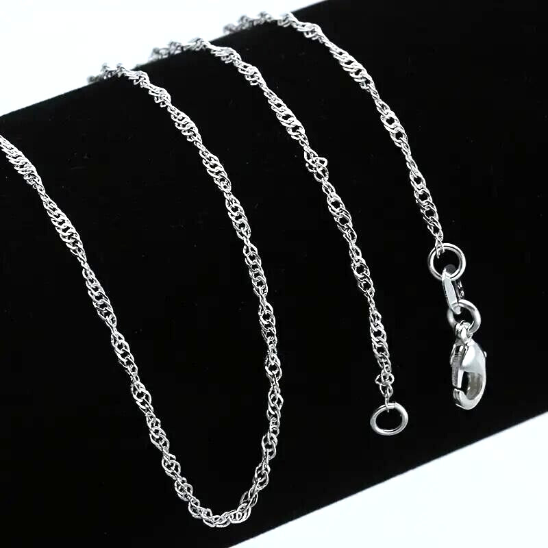 20 Inch Fashion 925 Sterling Silver Water Necklace Punk Flat Link Chain Women