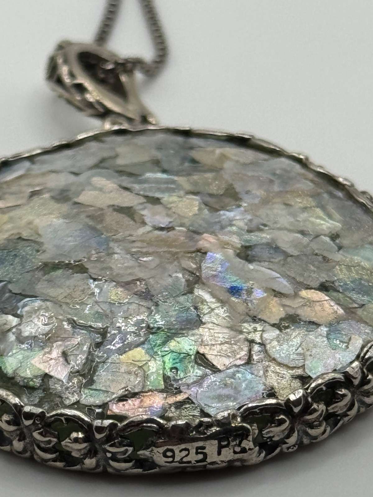 Or Paz Israel Roman Glass Sterling Silver Enhancer Pendant Necklace