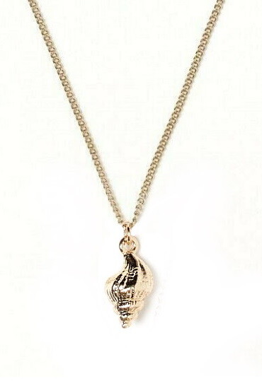 PENDANT NECKLACE Seashell CONCH SHELL Charm 46cm Adjustable GOLD TONE Chain
