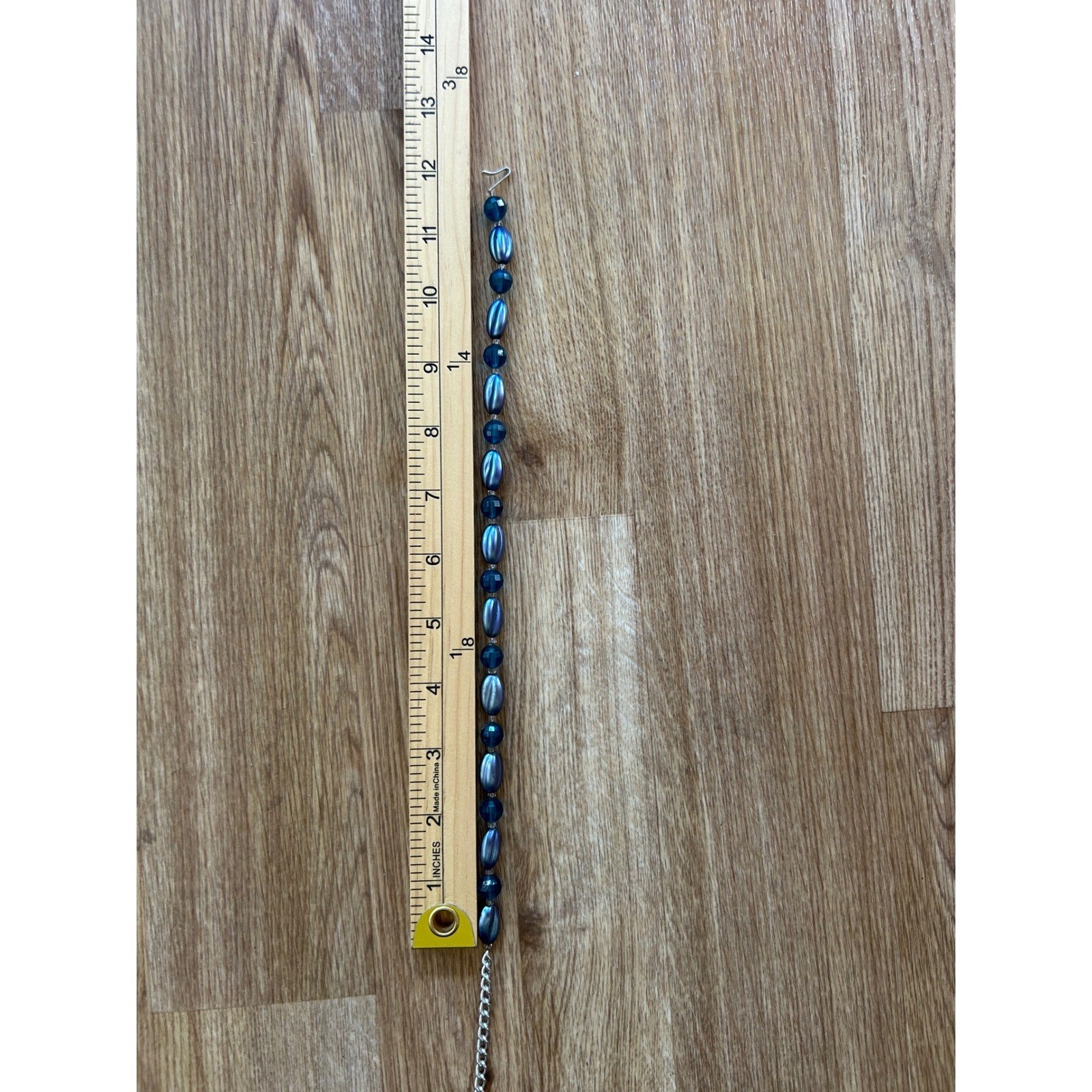 Vintage Western Germany Blue Necklace Silver Extender 14.5 Inch