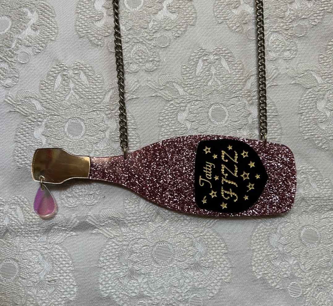 Collectable Tatty Devine Acrylic Fizz Champaigne Bottle Necklace