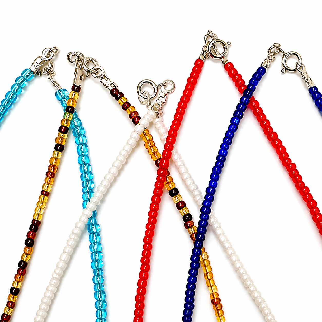 Lot 30 Glass Bead Necklaces 17” 3mm Mixed Colors Sterling Silver 925