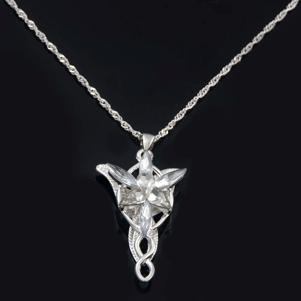 New Lord of The Rings Arwen’s Necklace Evenstar Pendant Crystal Silver Chain