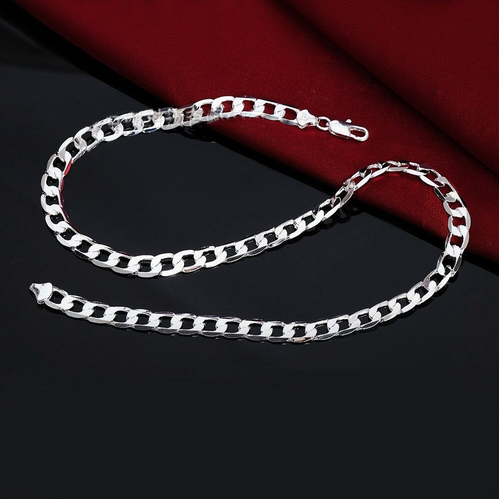 16″-24″ Mens Womens 925 Sterling Silver 8mm Cuban Curb Link Chain Necklace #N223