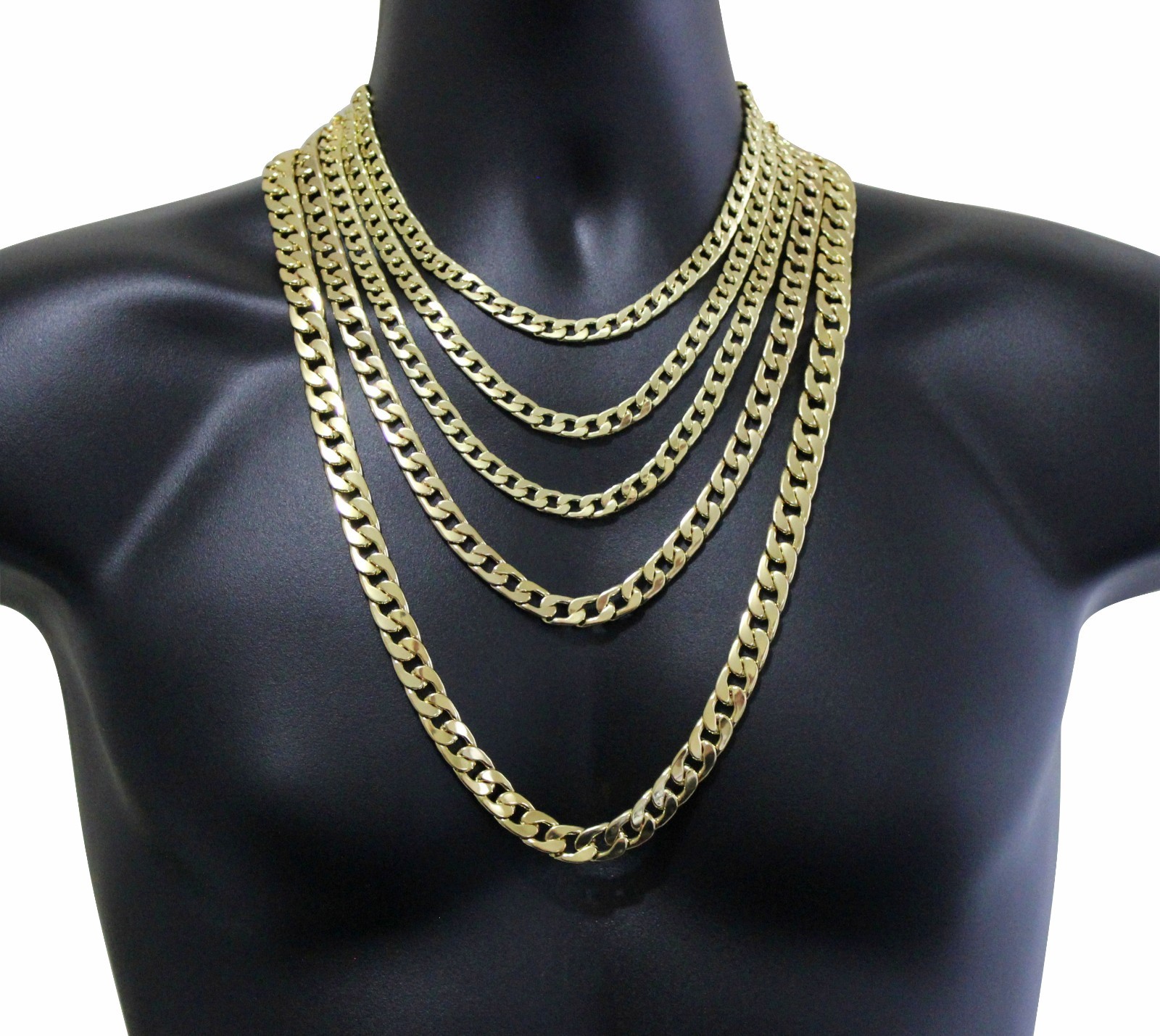 Mens Miami Cuban Link 14k Gold Plated Necklace 16″- 30″ Chain