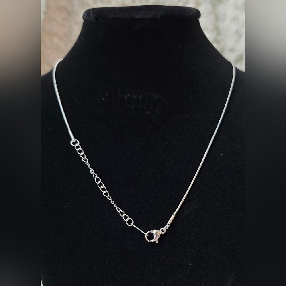 Elegant Stainless Steel White Gold Overlay Cubic Zirconia Pendant Necklace NWOT