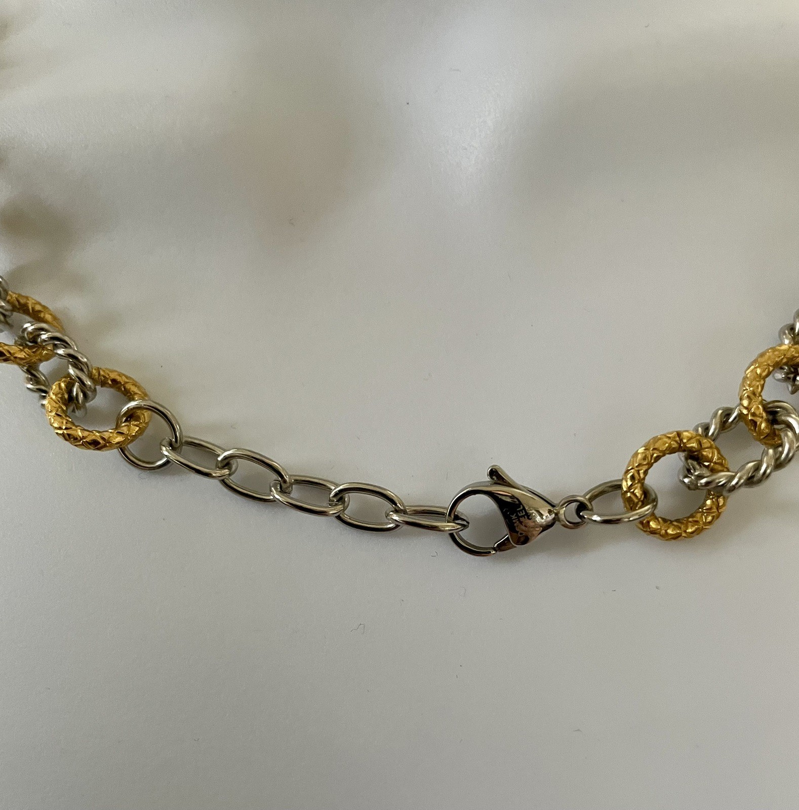 Emma Skye DSMK Stainless Steel/Gold Plate Chunky Necklace with Crystal Enhancer