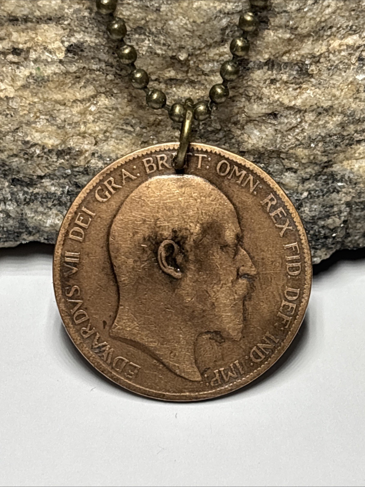 1903 UK Real Circulated Antique Large Coin Pendant. Edward VII.🎁 Wear History!