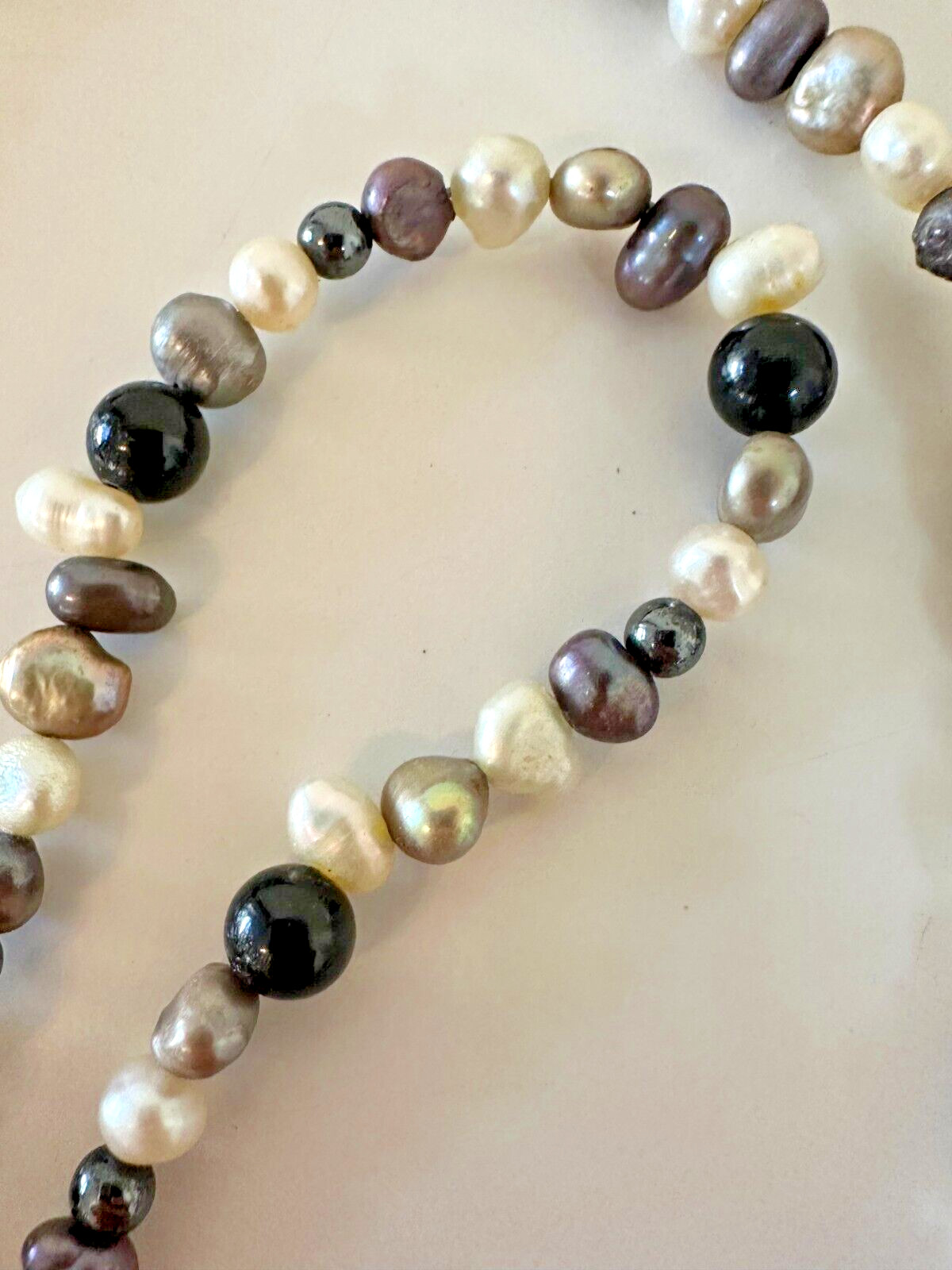 Paintbrush Jasper Pearl Necklace Pendant Asian Moon Sterling Silver Iridescent