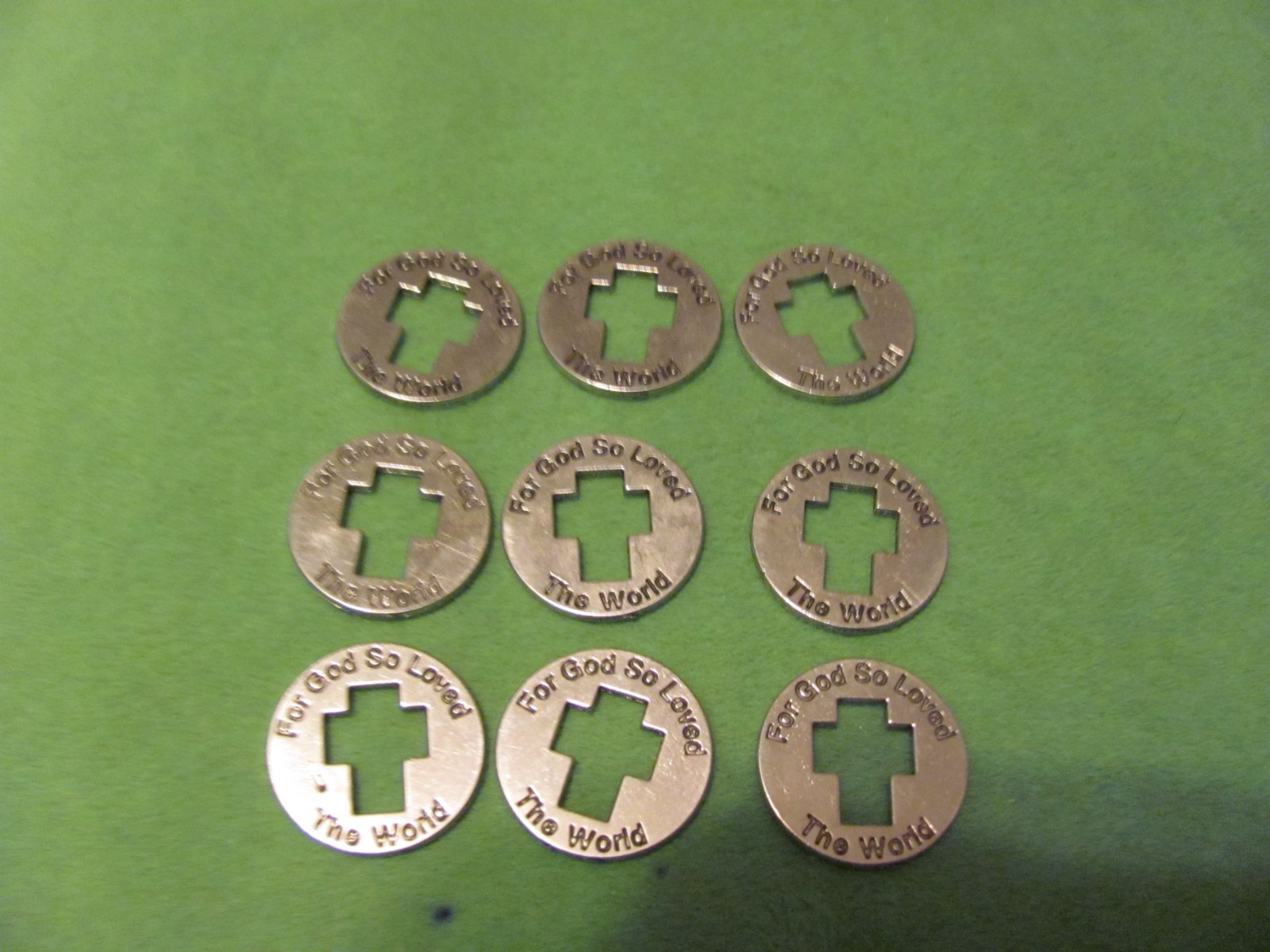 Lot of 9 Vintage Coin Cross For God So Love The World That He Gave His Only Son