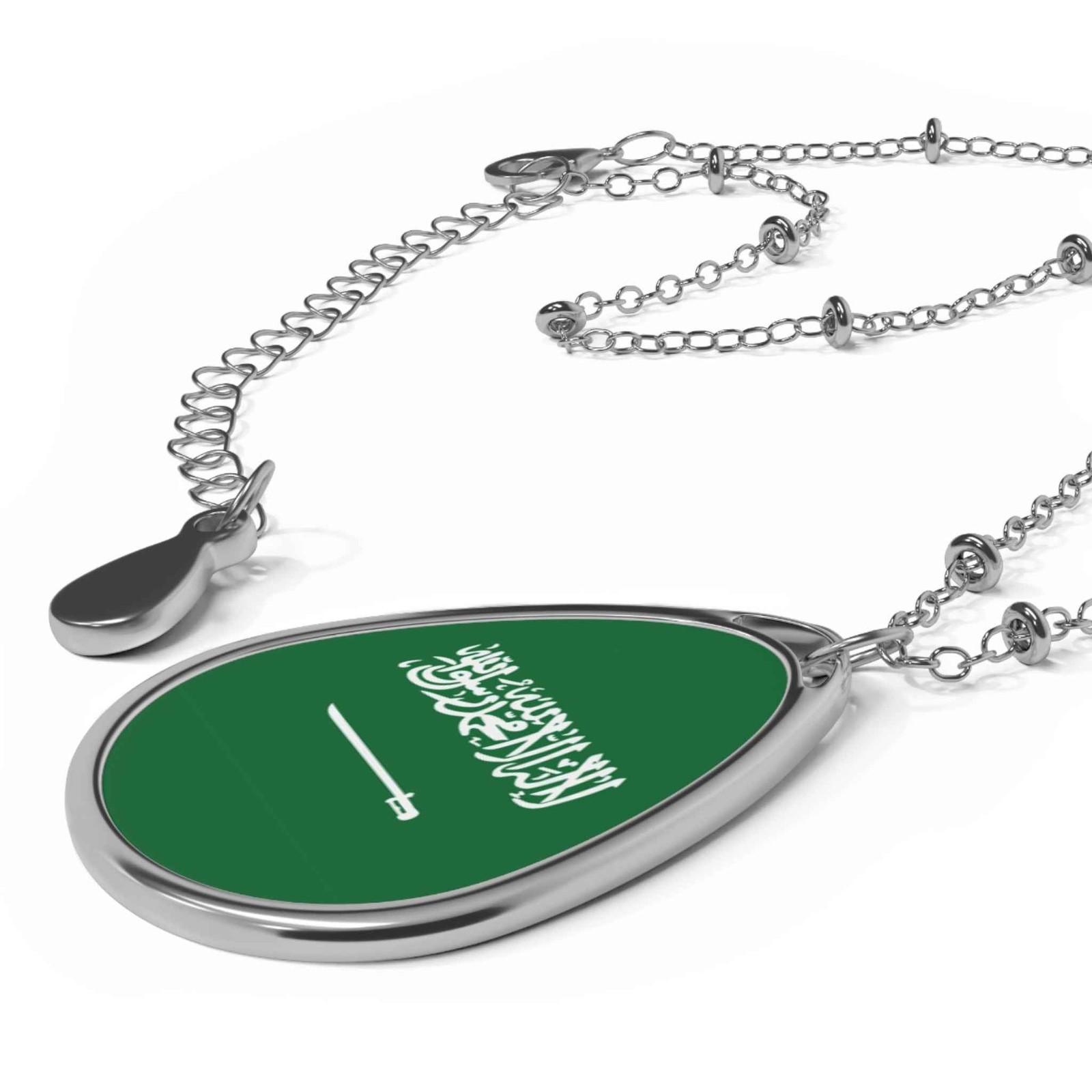 Saudi Arabia Flag Pendant Necklace – Oval Heritage Charm – One Size /