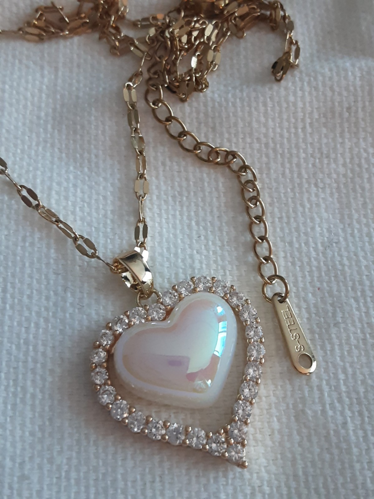S Steel necklace hearts / Crystal’s gold Pearls stamped