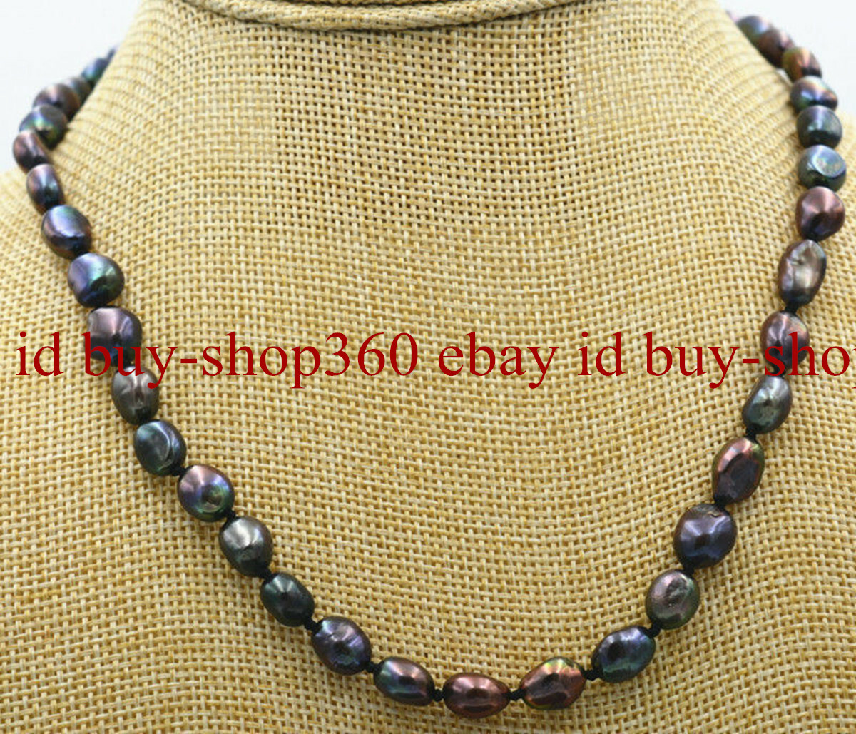 Fashion 7-8mm Black Baroque Freshwater Pearl Necklace 18”
