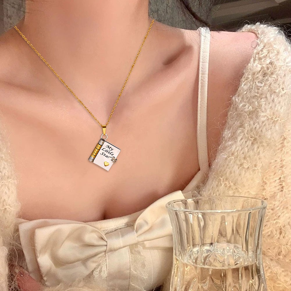 Openable Daughter Book Necklace Stainless Steel With Pages Of Engraved US
