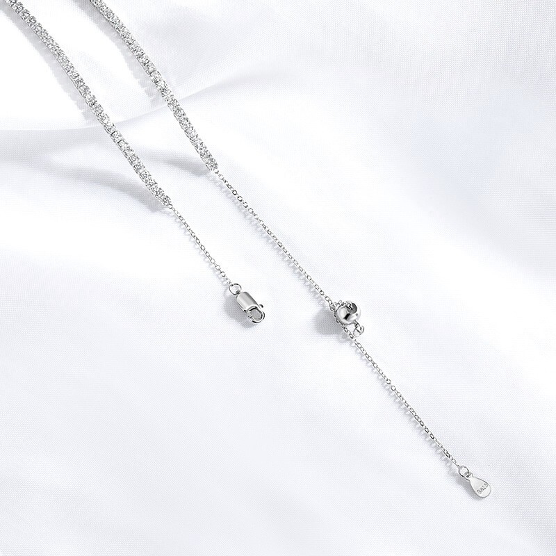2mm Real Moissanite Tennis Chain Necklace 925 Sterling Silver Adjustable Choker