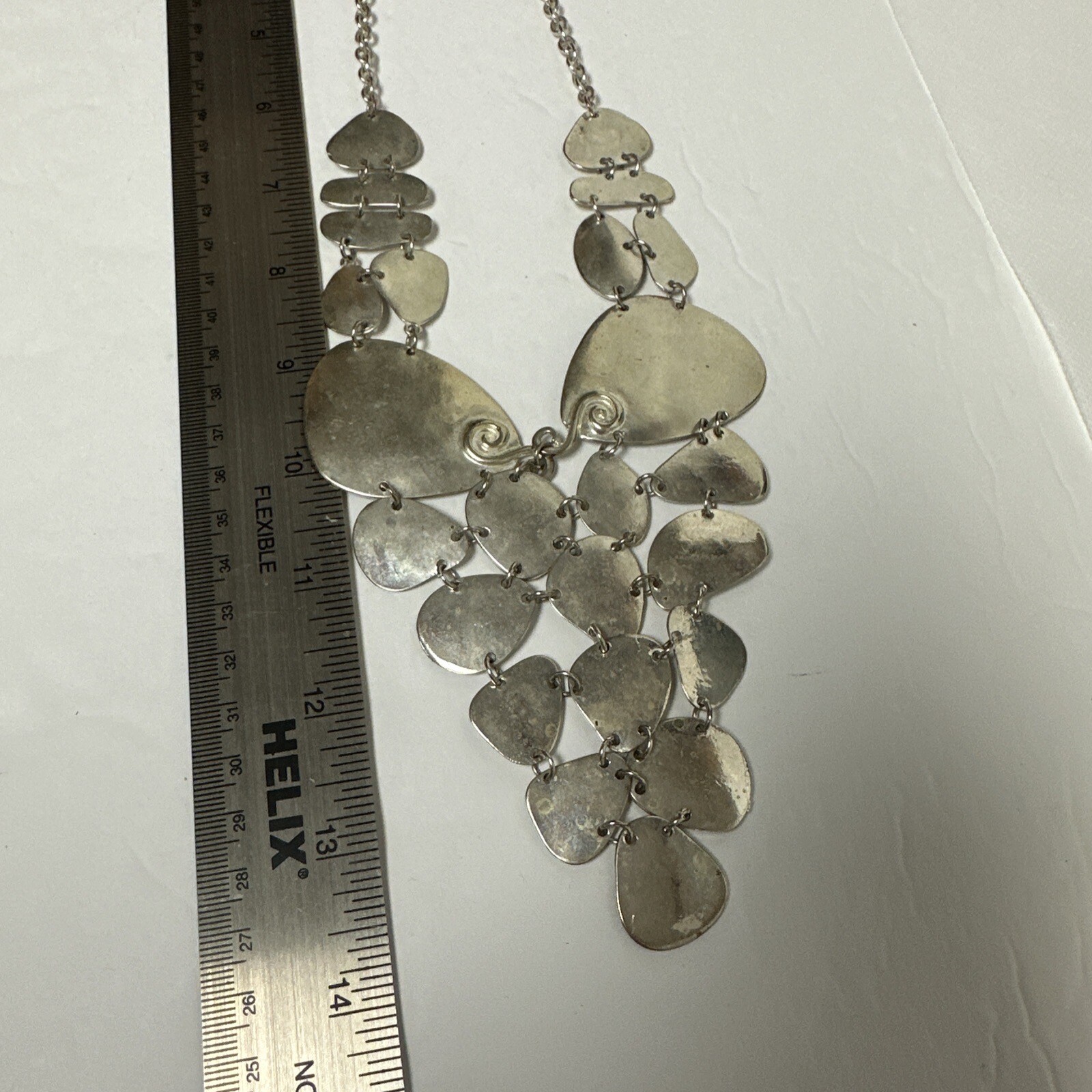 Pre-owned A.N.A. NEW YORK Approach Statement SilverTone Necklace Chunky Bib