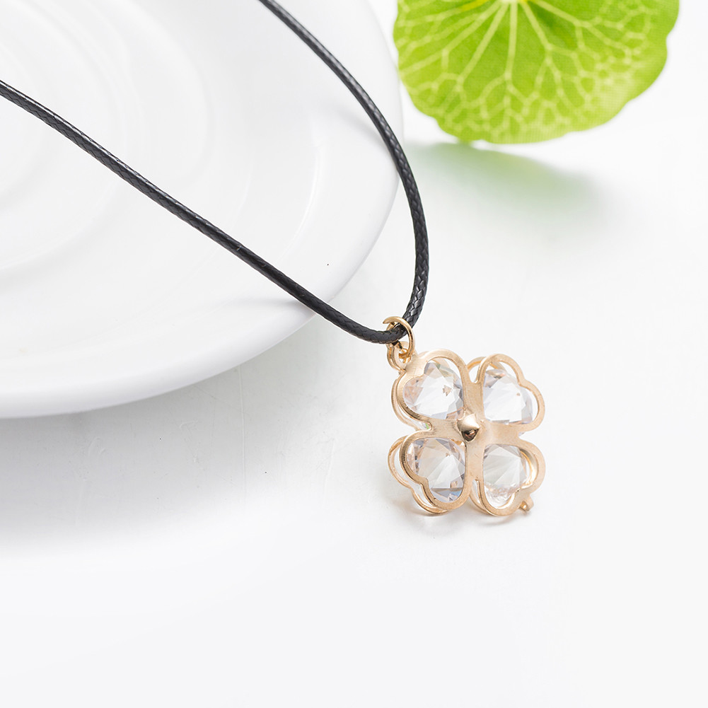 Elegant 18k Yellow Gold Plated Glass Flora Penant Woman Gift Necklace N-A558