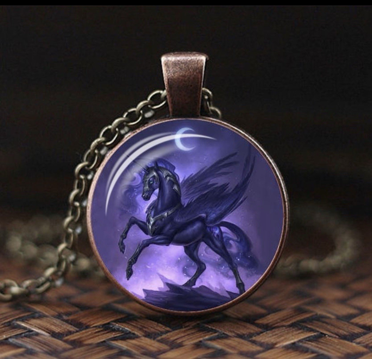 Black Stallion Wings Pendant & Chain 20″ Brass SALE BUY ONE GET ONE FREE!