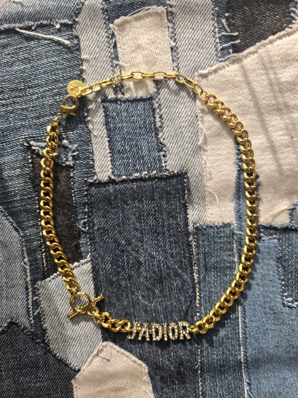 Gold Rhinestone Designer Necklace Charm