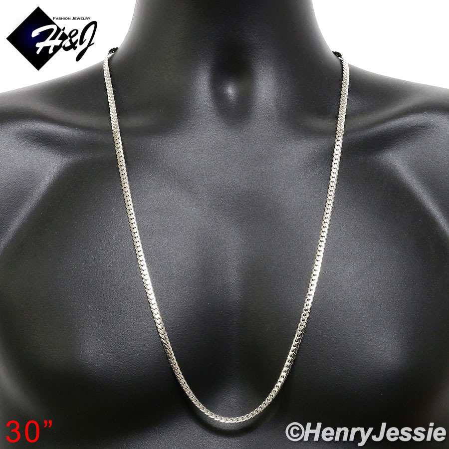 16-40″MEN Stainless Steel 4mm Silver Miami Cuban Curb Link Chain Necklace*N155