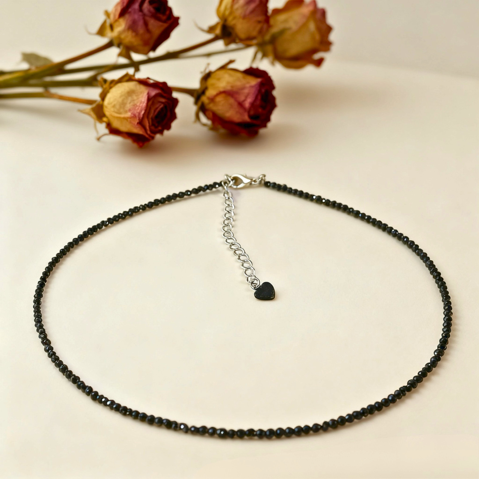 Minimalist Obsidian Choker 2mm Beaded Delicate Necklace Healing Chakra Necklace