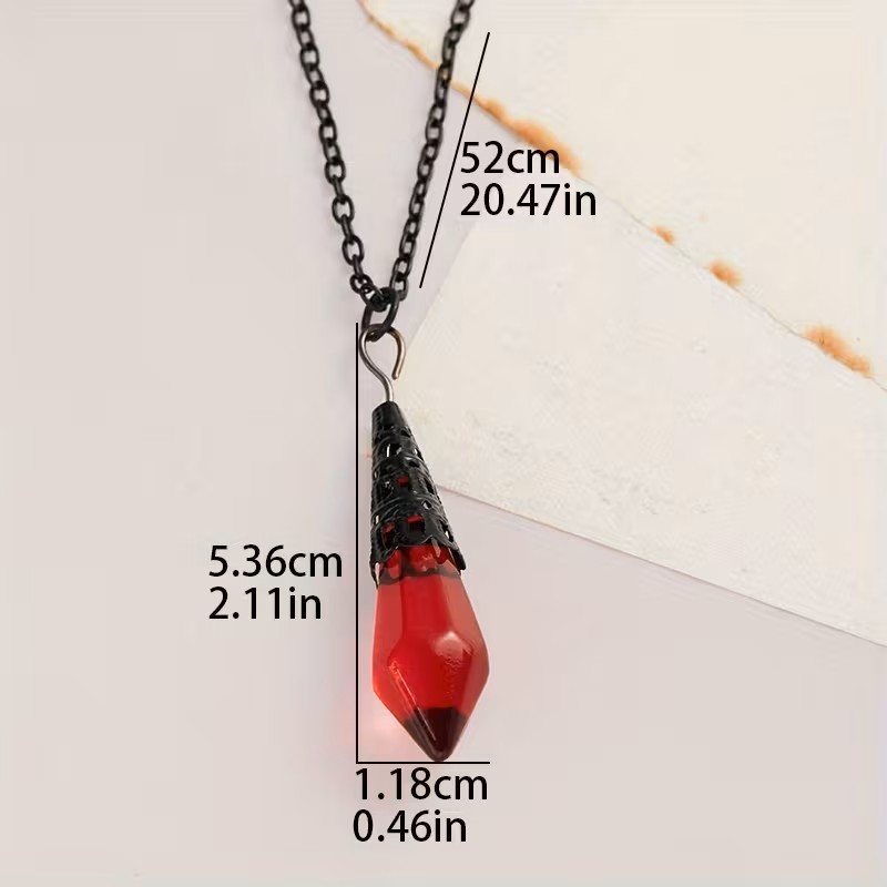 Red Gothic Pendulum Pendant Necklace Witchy Cosplay Fantasy Jewelry Amulet