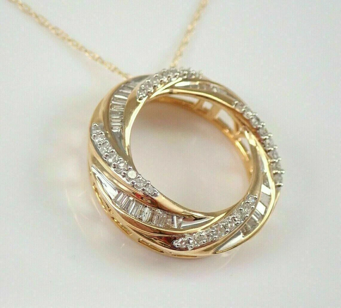 1.00Ct Round Cut Simulated Diamond Pendant with Chain 14K Yellow Gold Plated