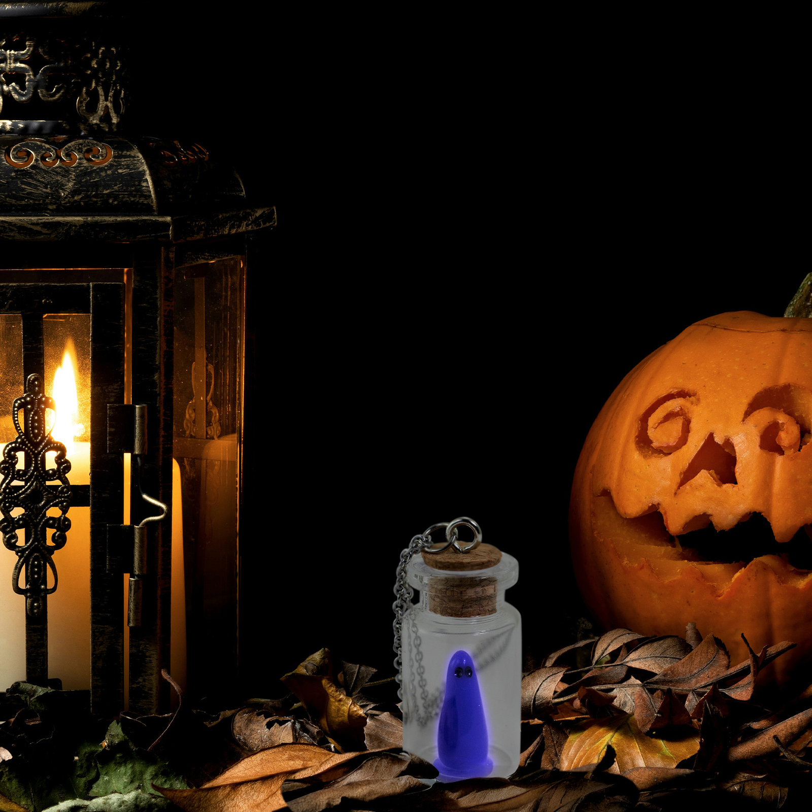 AlterImage Ghost In A Bottle Necklace Glow In The Dark Pendant Purple Includes