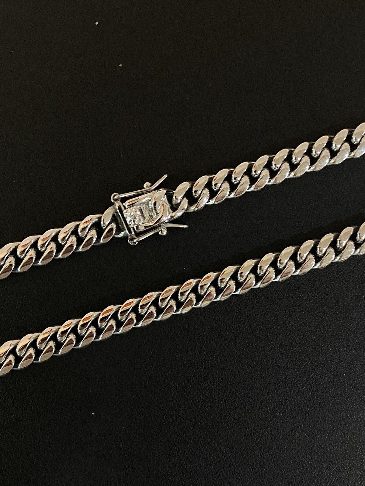 8mm Mens Miami Cuban Link 14k White Gold Plated Stainless Real HipHop Necklace