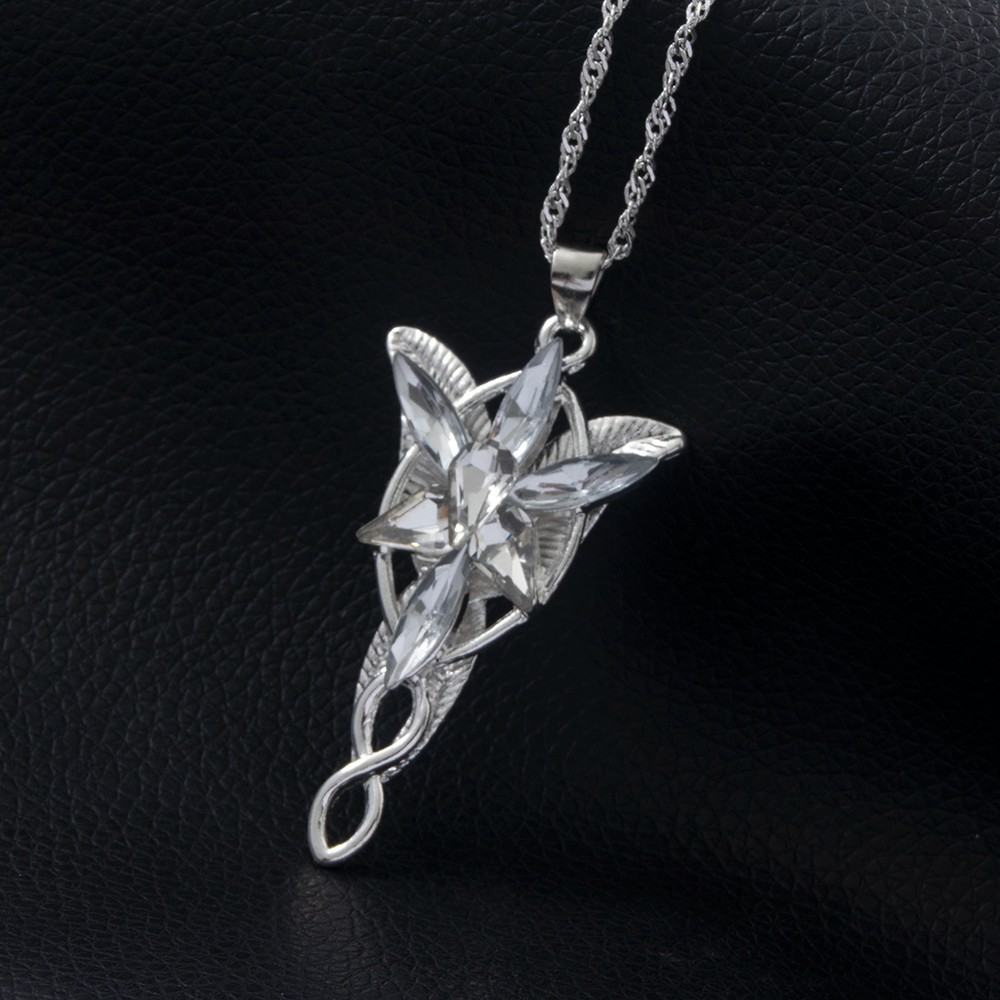 New Lord of The Rings Arwen’s Necklace Evenstar Pendant Crystal Silver Chain