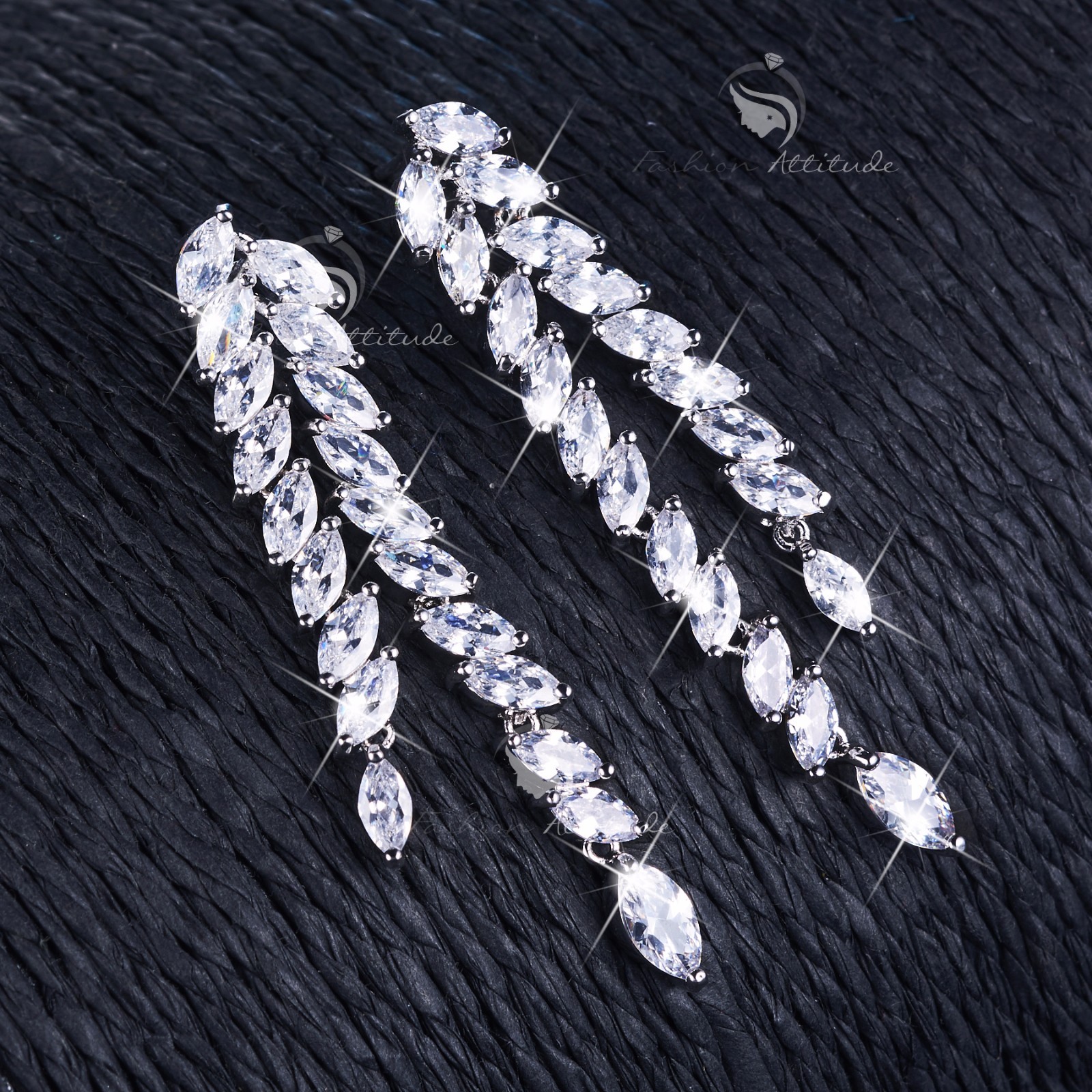 18k white gold filled made with crystal earrings necklace party wedding set