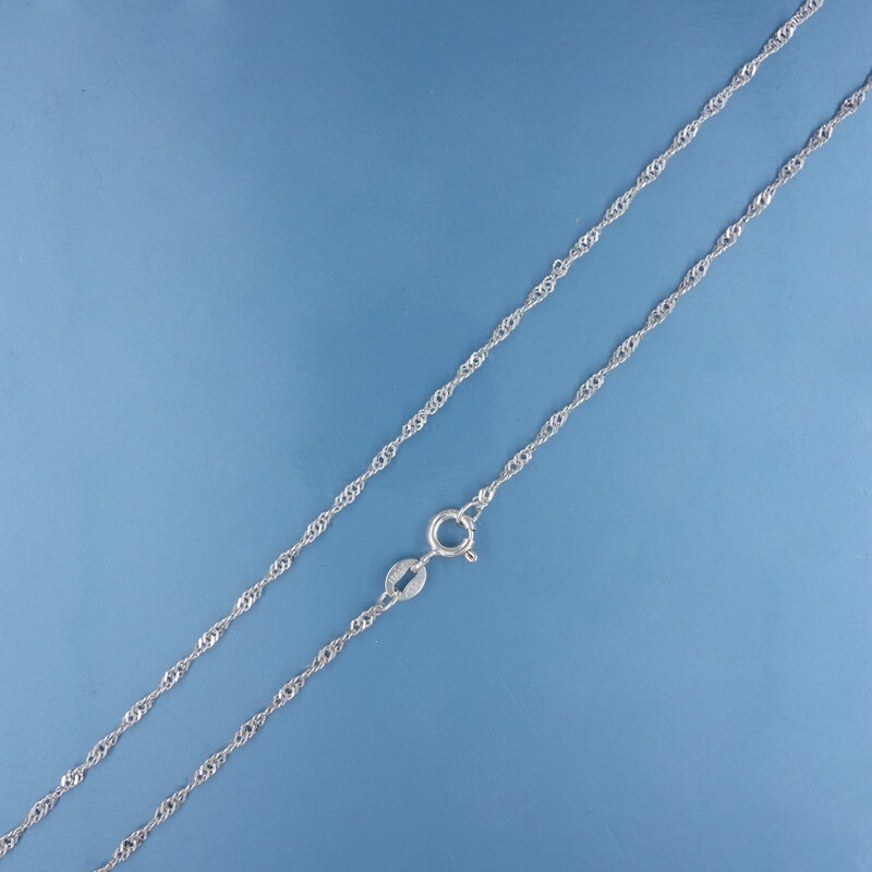 SALE 18″ Sterling Silver 1.6mm Singapore Chain Necklace w/ Spring Ring Clasp