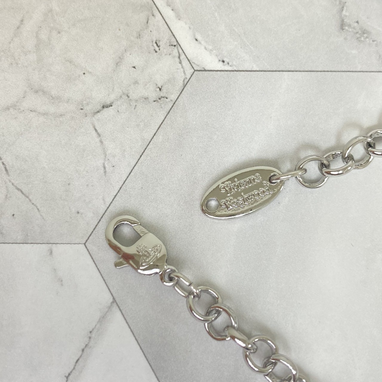 Vivienne Westwood Necklace Small Orb Silver Clear 80cm Top 4.5cm w/Pouch NO BOX
