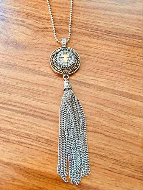 Snap Jewelry Gold Plated Trim Tassel Necklace 32″+3″ fits 18-20mm ginger Charms