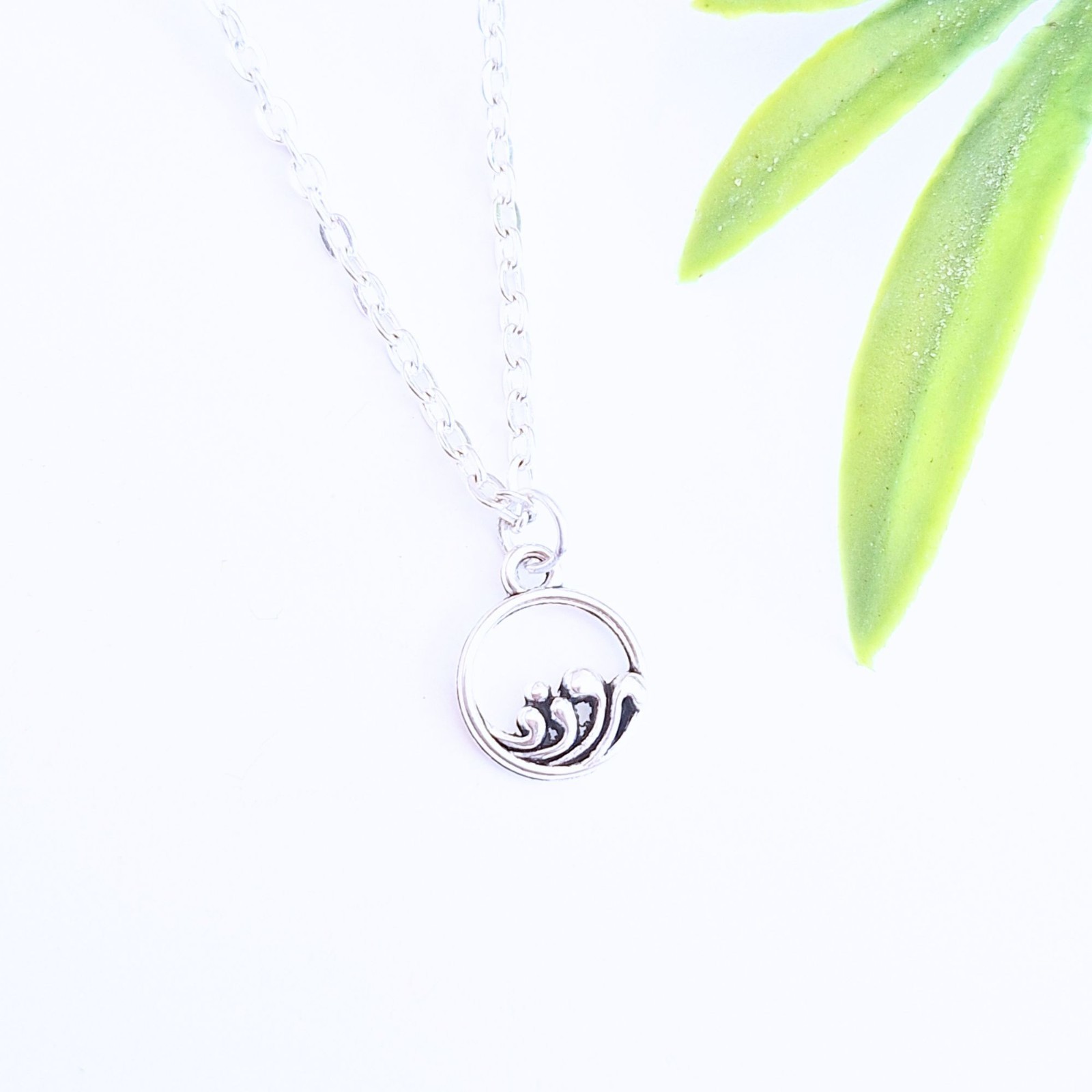 Wave Necklace Beach Jewellery Summer Pendant Gift Silver Plated Stainless Steel
