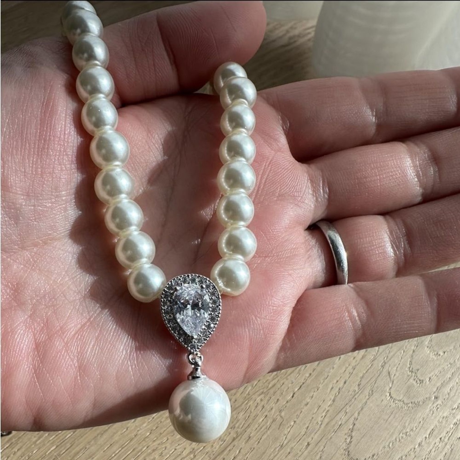 8mm Genuine Freshwater Pearl Necklace 925 Sterling Silver 17-20” Natural Pearls