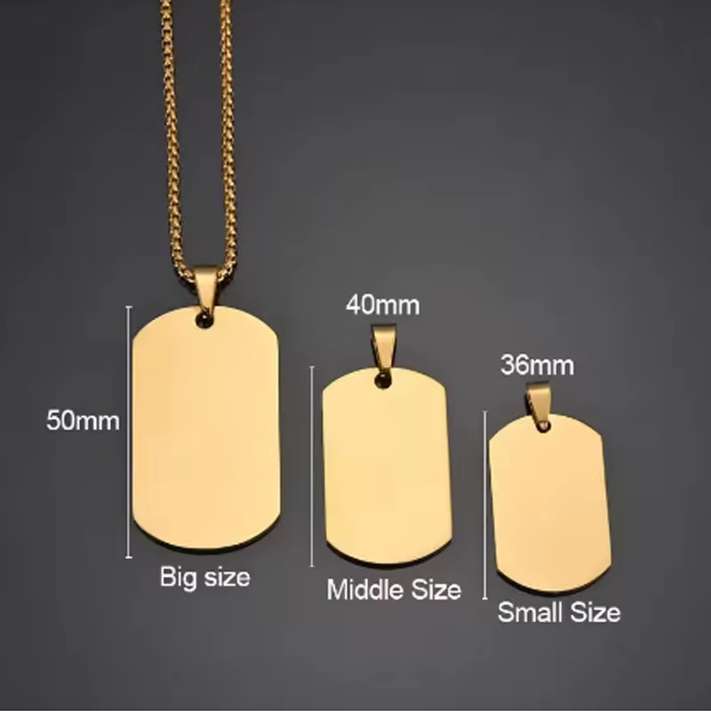 Custom Name Photo Dog Tag Pendant Necklace Men Women Jewelry Gold Silver Black
