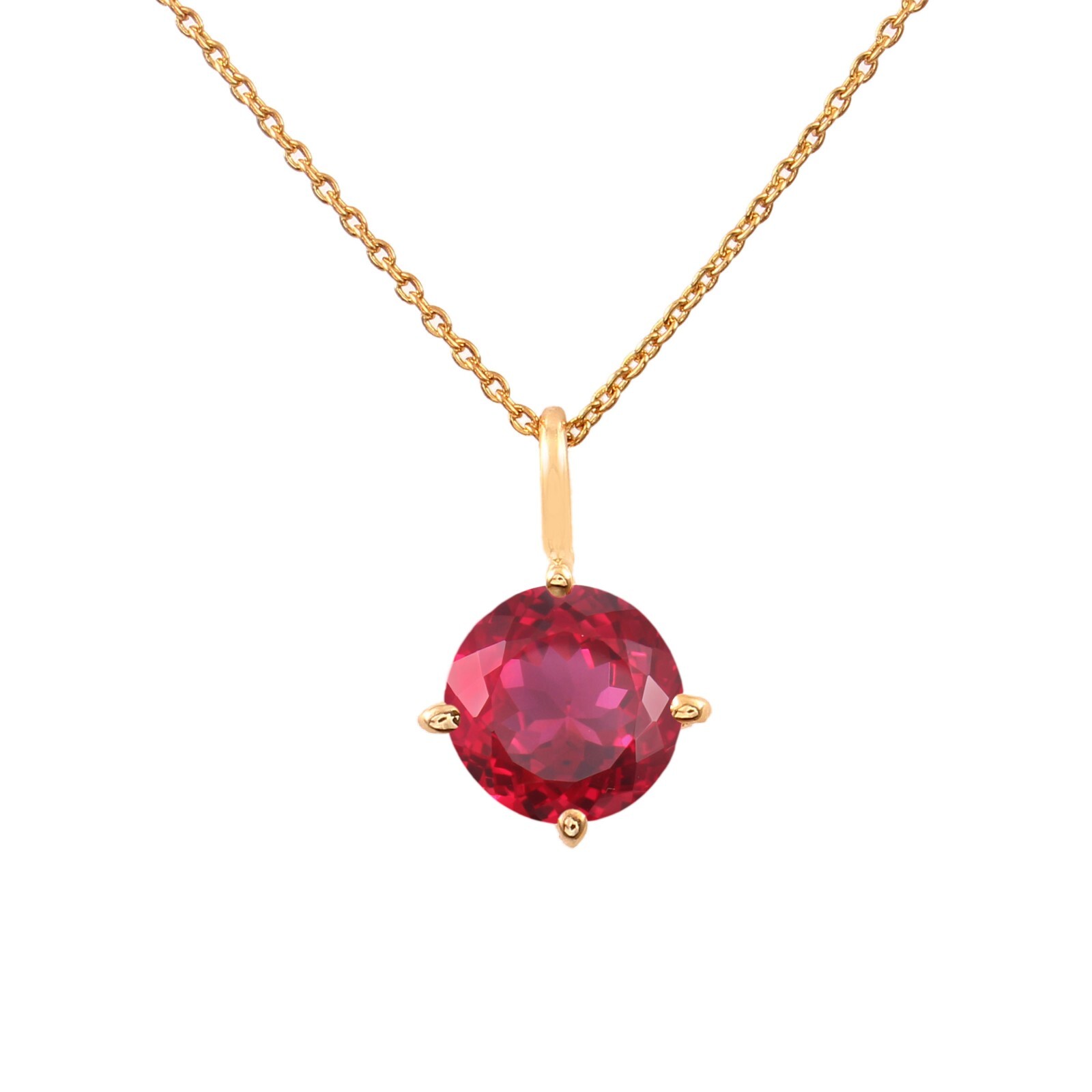 Flawless Mozambique Ruby Pendant Round Gemstone Necklace Blood Red Ruby Jewelry
