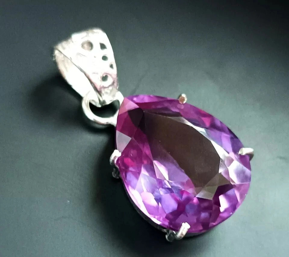 Natural 28.55 CT Color Change Alexandrite Certified Gemstone Pendant 925 Silver