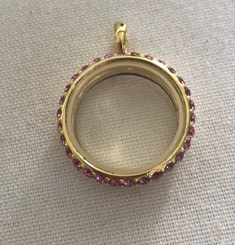Origami Owl Medium Gold Modern Hinged Locket with Rose Crystals