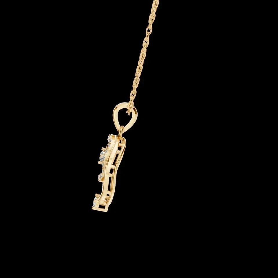 2Ct Round Cut Simulated Diamond Women’s Charm Pendant In 14K Yellow Gold Plated