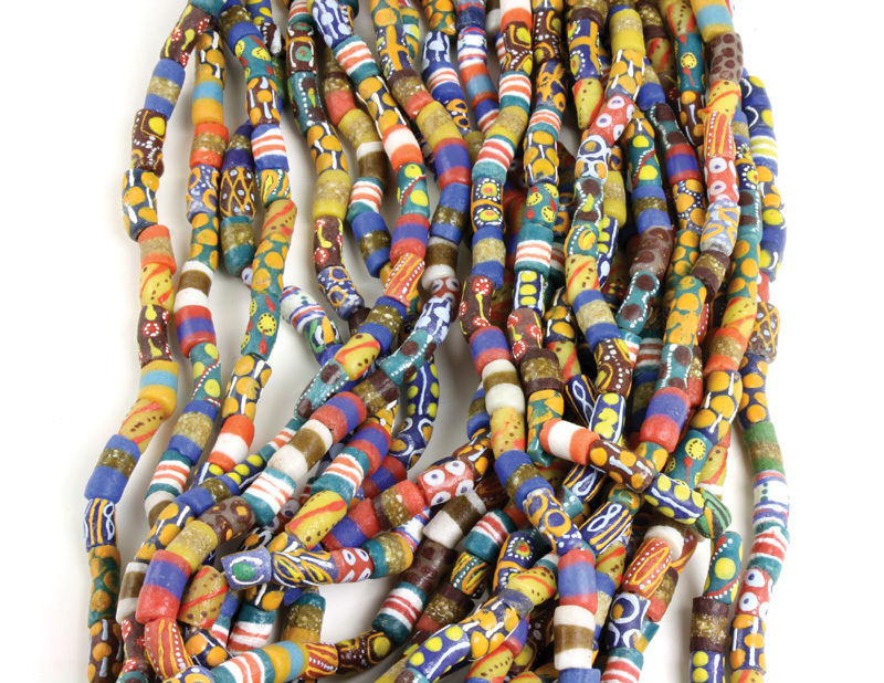 Ghana African Trade Bead Long Necklace 43″ long (Multi-Colored)