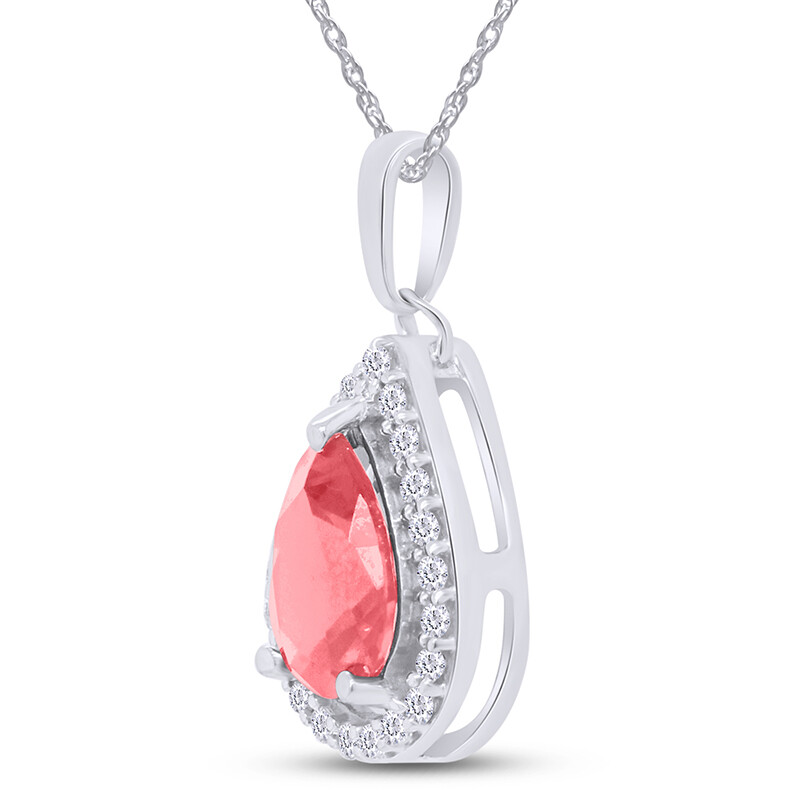 Teardrop Pendant 18″ Necklace Simulated Birthstone 14K White Gold Plated Silver